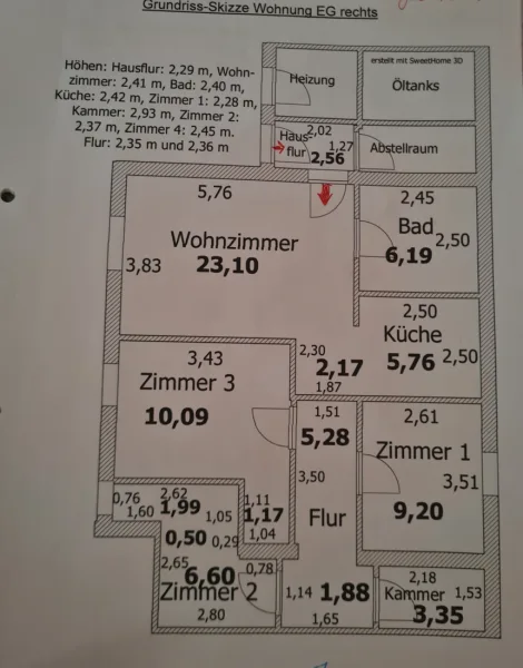 Grundriss EG rechts- m² sind Ca Angaben