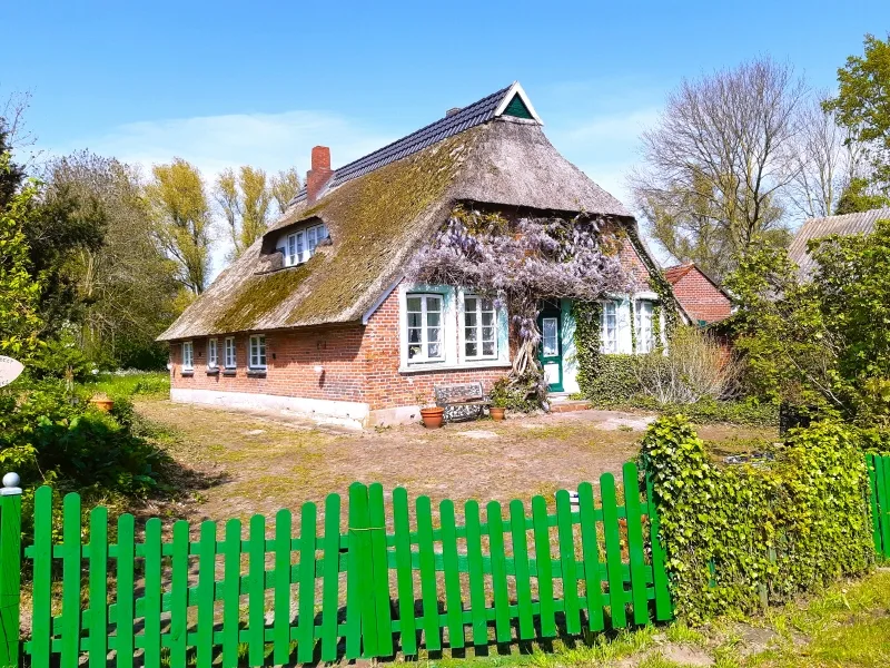 Hauptfoto, Fährweg 1 - Haus kaufen in Nordenham - Bezauberndes Reetdachhaus mit Stall und Weide