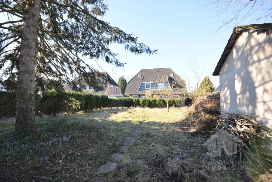 Blick in den Garten hinter dem Haus