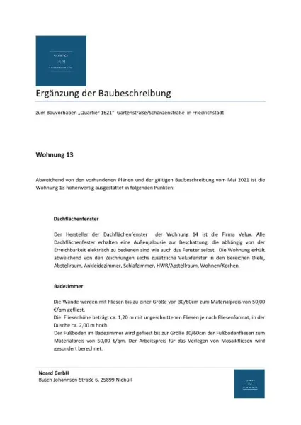 Ergänzung Baubeschreibung Wohnung 13-p1