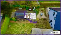 Luftaufnahme Gartenansicht mit Gartenhaus