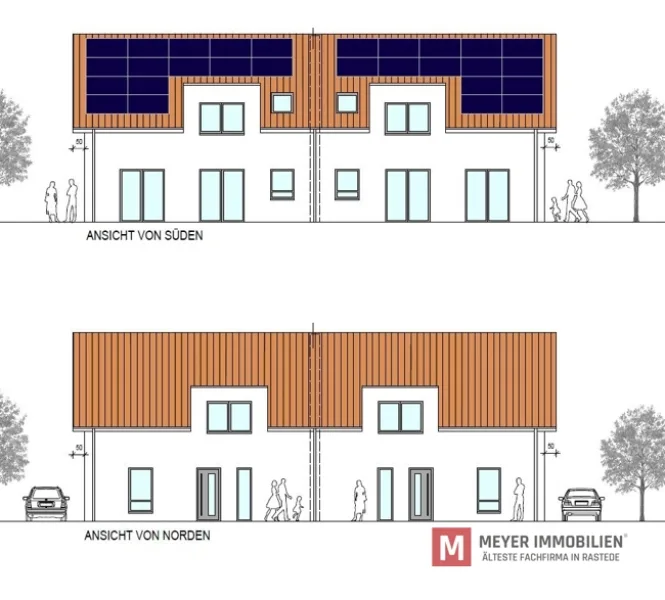 Ansichten - Grundstück kaufen in Rastede - Baugrundstück mit genehmigtem Doppelhaus in Rastede (Obj.-Nr.: 6429)