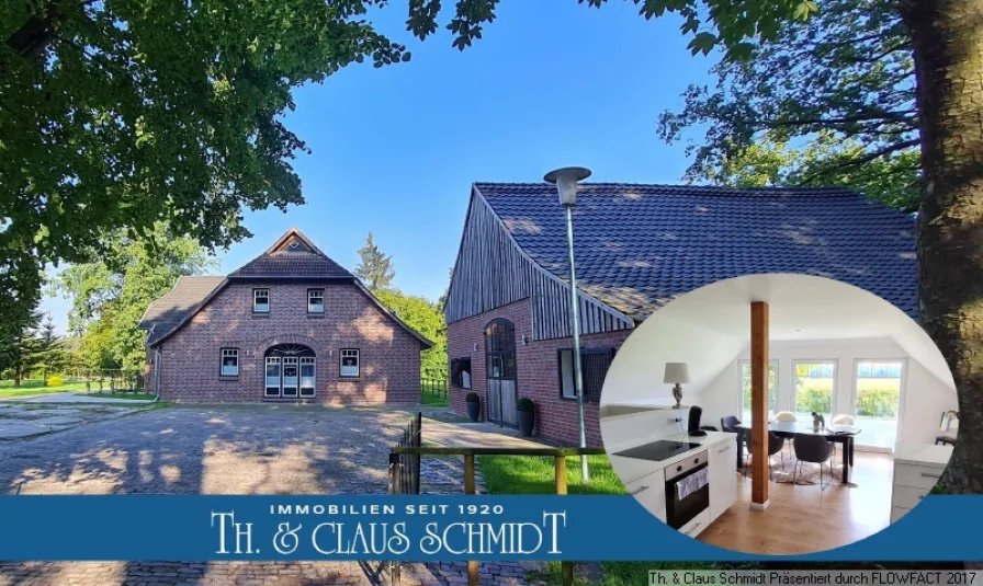 Ansicht des Landhauses - Haus kaufen in Westerstede - Landhaus mit 3 Wohneinheiten, Pferdestall, Reitplatz und Remise nahe Westerstede