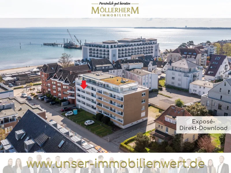 Luftaufnahme - Wohnung kaufen in Scharbeutz - Direkt am Meer - Kleines Apartment mit Meerblick mitten in Scharbeutz