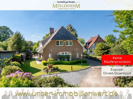 Hausansicht - Haus kaufen in Jersbek - Gepflegtes Landhaus in exklusiver Lage - Traumhaus mit Gartenparadies und Blick in die freie Natur