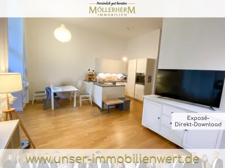 Wohnbereich - Wohnung kaufen in Berlin - Lichtenberg - Sanierte Altbauwohnung mit 4 Zimmer und großer Terrasse in Berlin-Lichtenberg