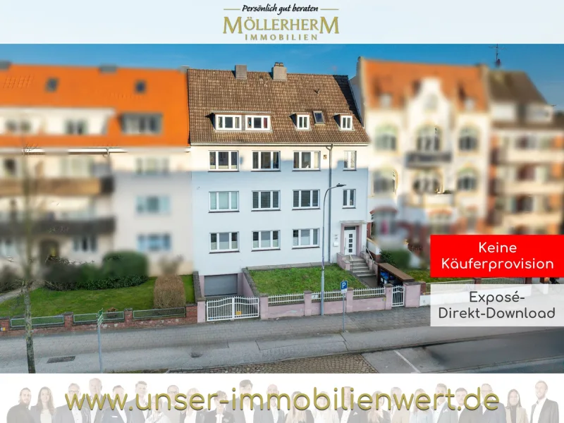 Hausansicht - Wohnung kaufen in Lübeck - Renovierte & vermietete 2-Zi.-Erdgeschoss-Wohnung mit kleinem Balkon in der Lachswehrallee