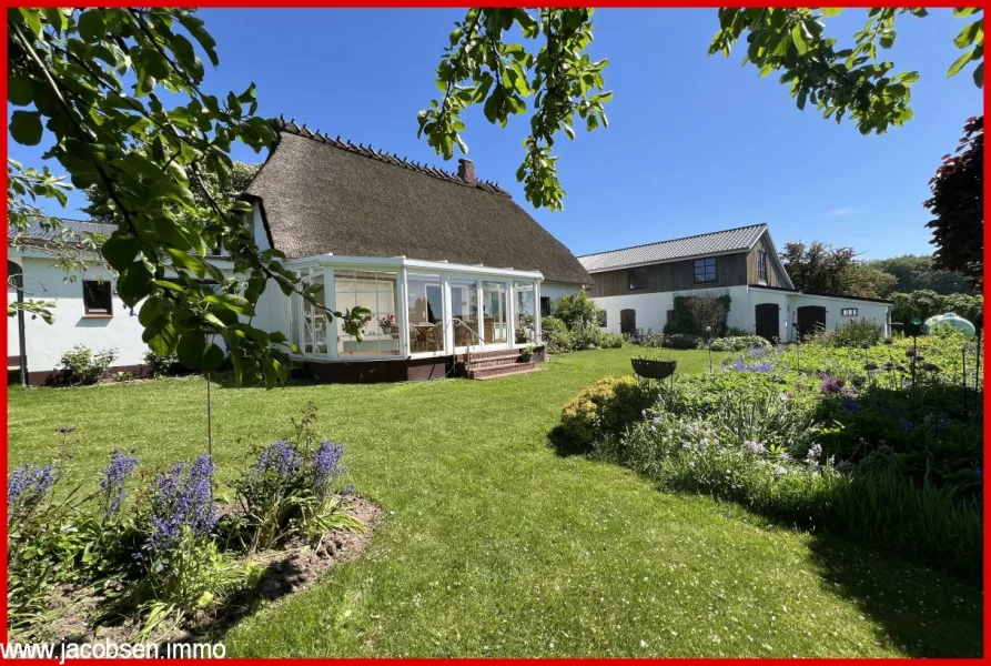 Westansicht Garten - Haus kaufen in Sörup / Gammelby - " Lebenstraum für Naturliebhaber " - Hofanlage in Angeln - Landpacht/Kauf möglich