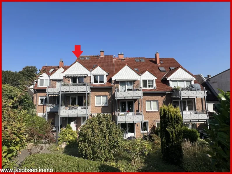 Südansicht - Wohnung kaufen in Schleswig - Direkt im Stadtzentrum - Attraktive Maisonettewohnung mit Balkon und Blick ins Grüne