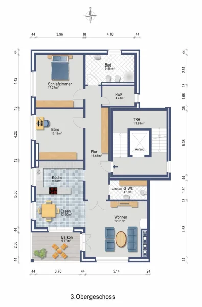 Wohnung (Darstellung und Maßangaben sind ohne Gewähr)