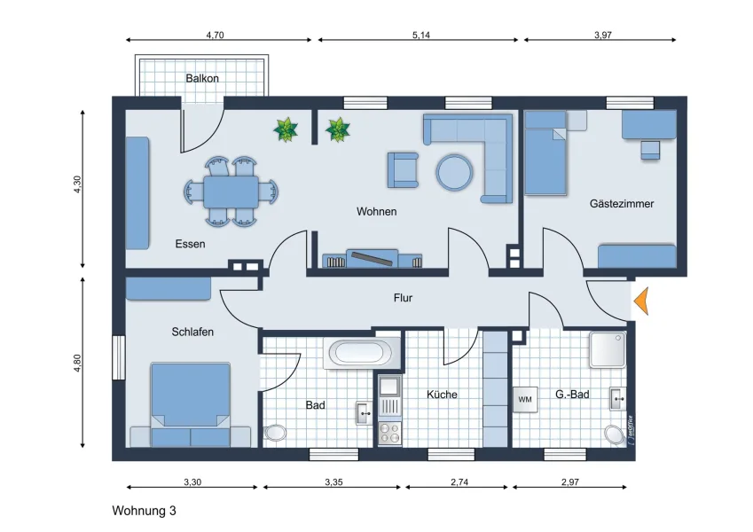 Möbliervorschlag Wohnung