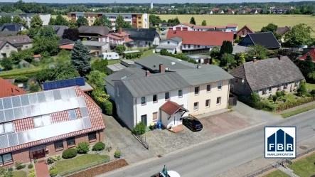 Luftbild Objektansicht - Haus kaufen in Wittenförden - Geräumige Doppelhaushälfte mit flexiblem Wohnkonzept in Wittenförden