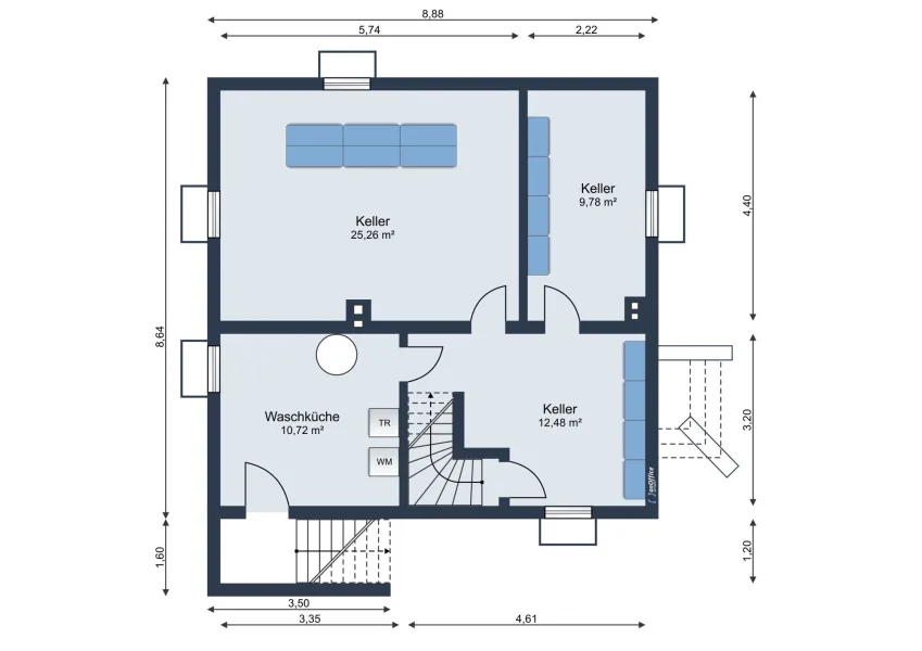 Wohnhaus Kellergeschoss Möbliervorschlag