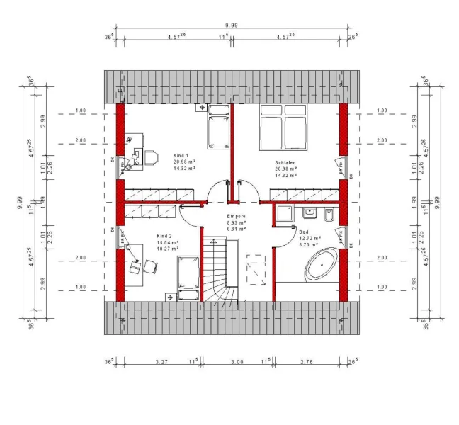 Grundriss Dachgeschoss Musterhaus