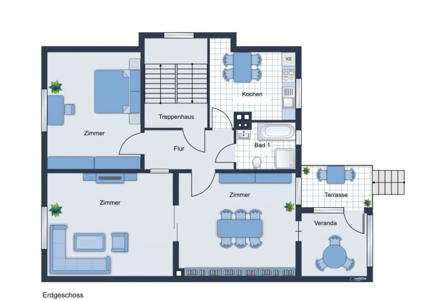 Grundriss Erdgeschoss Wohnung 1