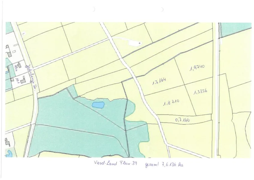 Flurkarte 7,6 ha - Land- und Forstwirtschaft mieten in Jade - 7,6 ha Grünland nördlich von Jaderberg