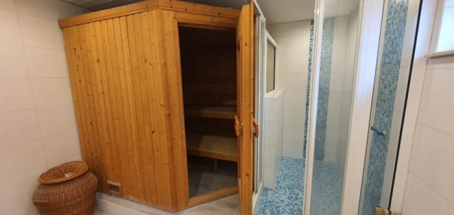 Dusche und Sauna im Keller