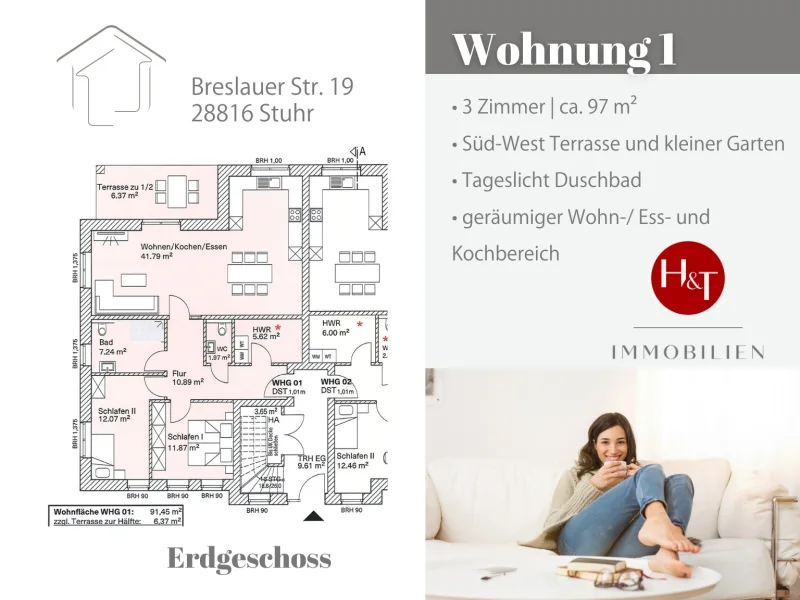Neubau Wohnung kaufen in Stuhr Heiligenrode – Hechler & Twachtmann Immobilien GmbH - Wohnung kaufen in Stuhr - Großzügiges Wohnen im Effizienzhaus 40 EE – Die nachhaltige Einfamilienhaus-Alternative