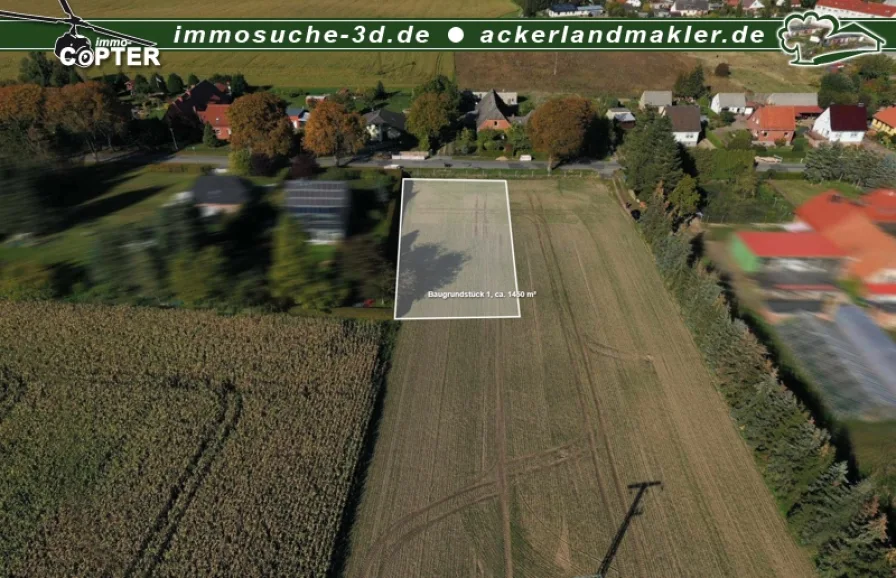 Luftbild 2 - Grundstück kaufen in Pokrent - Schönes Baugrundstück in Pokrent - ca. 1.450 m² - Baulücke im alten Ort
