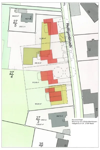 Lageplan mit 4 Bauplätzen