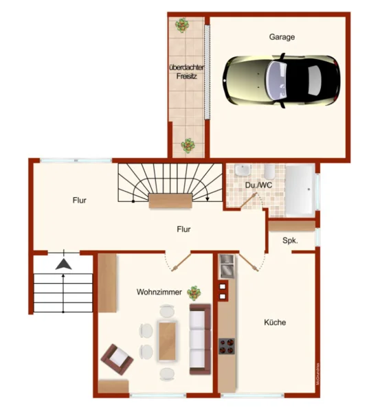 Grundriss EG visualisiert