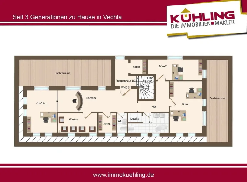 Grundriss  - Büro/Praxis mieten in Vechta - Repräsentative Büroräume mit Penthousecharakter