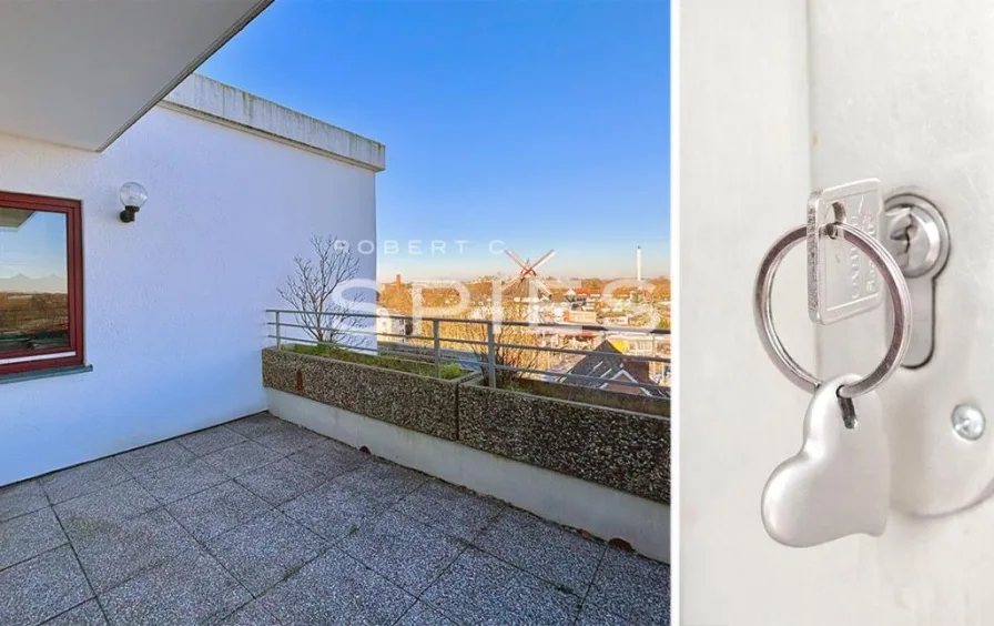 Terrasse - Wohnung kaufen in Bremen - Großzügige 5-Zimmer-Wohnung mit Dachterrasse und Weitblick über das Horner Mühlenviertel