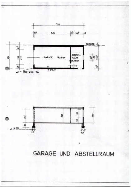 Grundriss Garage + Abstellraum