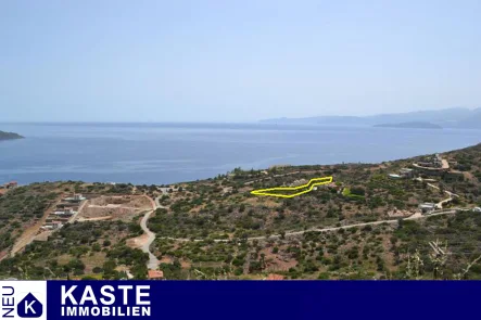 Titel - Grundstück kaufen in Elounda - Wohnen auf Kreta: Grundstück mit tollem Meerblick in der Küstenstadt Elounda