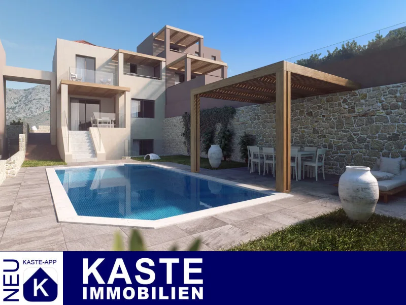 Titel - Haus kaufen in Paralia Fodele - Schöne Neubau Villa mit Pool & Meerblick - ca.20 Minuten von Heraklion entfernt