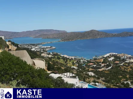 Titel - Grundstück kaufen in Elounda - Panoramagrundstück mit Meerblick und Baugenehmigung, Elounda