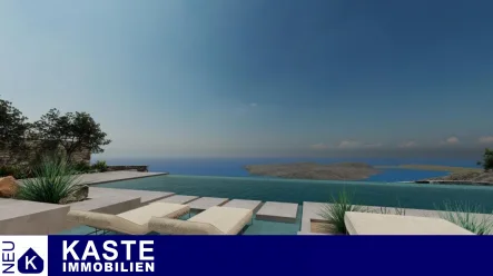 Titel - Haus kaufen in Elounda - Grundstück mit Panoramablick auf das Meer und Baugenehmigung