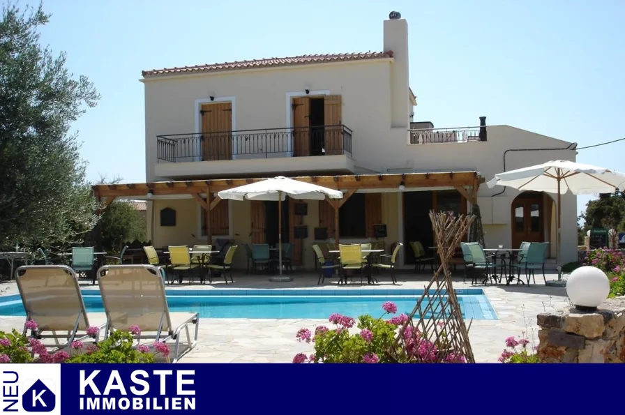 Titel - Haus kaufen in Drapanos - Wohnung mit Restaurant und großem Garten in ruhiger Gegend auf Kreta.