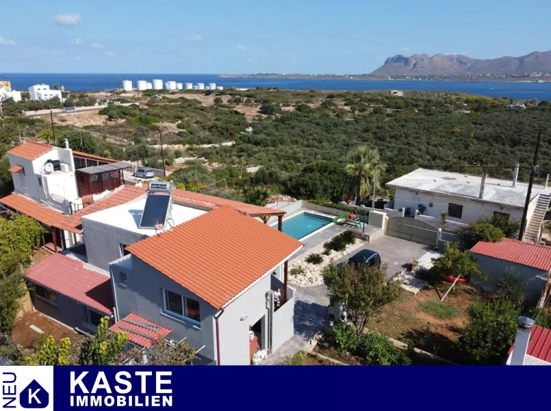 Titel - Haus kaufen in Agios Onoufrios - Moderne 4-Schlafzimmer-Familien-Villa mit Meerblick und Pool nahe Chania | Kreta