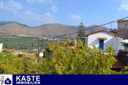 Titel - Grundstück kaufen in Choumeriakos - Renovierungsbedürftiges Haus mit Terrasse, Garten und schöner Aussicht