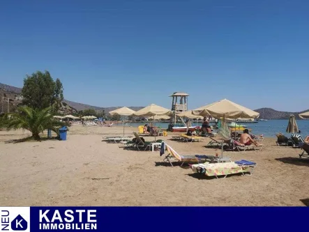 Titel - Grundstück kaufen in Elounda - Erschlossenes Bauland am Meer mit Panoramablick auf die Bucht von Elounda auf Kreta.