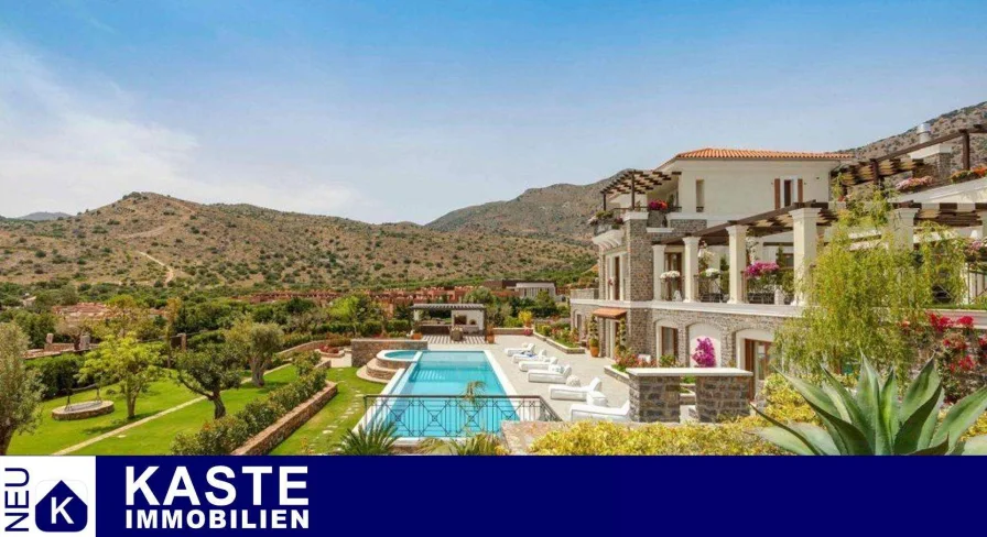 Titel - Haus kaufen in Schisma Elountas - Luxusresort Villa mit großen Grundstück und einmaliger Aussicht in Elounda, Kreta