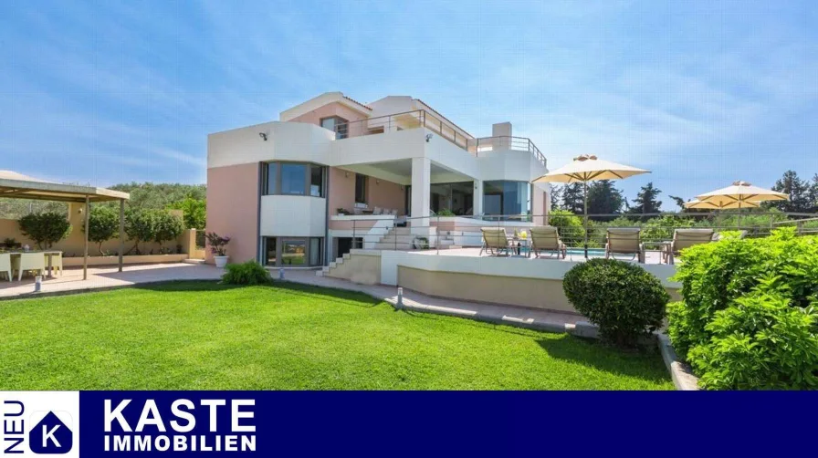 Titel - Haus kaufen in Platanias - Luxusvilla in traumhafter Lage mit Meerblick und Pool auf Kreta.