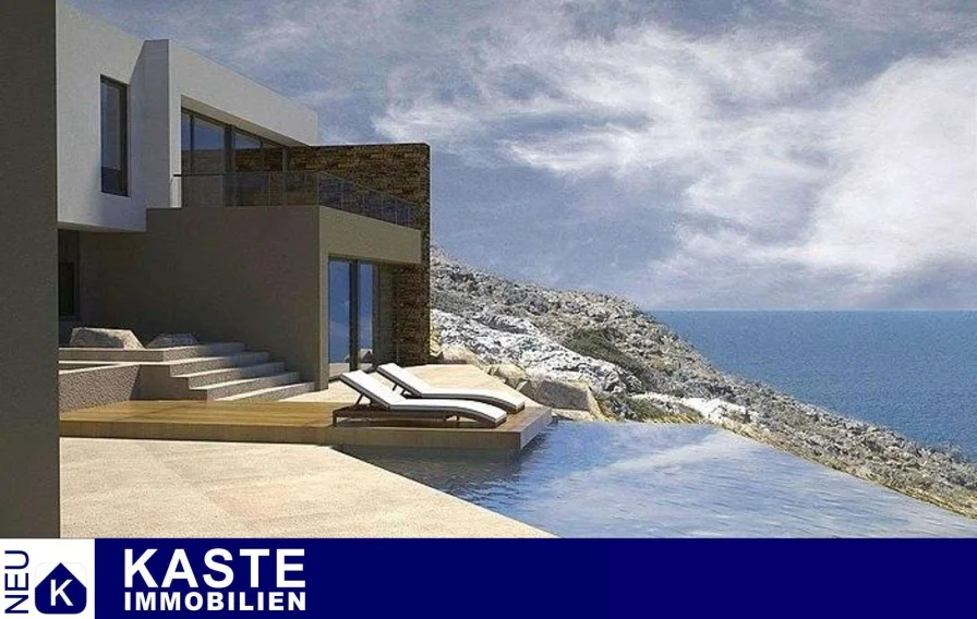 Titel - Haus kaufen in Akrotiri - Ruhig gelegene Luxus-Villa mit Pool und fantastischer Aussicht nahe Chania