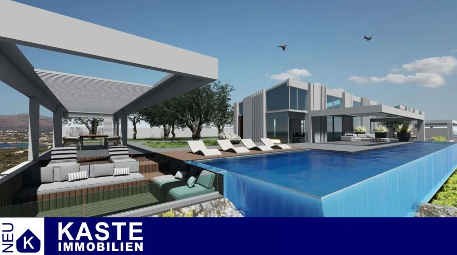 Titel - Haus kaufen in Agios Onoufrios - Erstbezug direkt am Strand von Kreta: Moderne Villa auf 2 Etagen mit Infinity-Pool