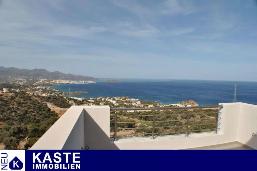 Titel - Haus kaufen in Ammoudara - Kreta | Moderne Villa mit atemberaubendem Meerblick in Agios Nikolaos, nahe den Stränden.