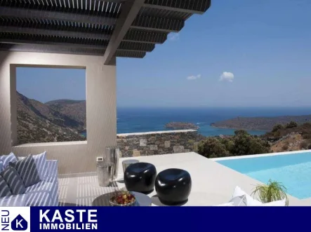 Titel - Haus kaufen in Elounda - Neue Luxusvilla mit 6 Schlafzimmern und fantastischem Blick auf die Bucht und die Insel.