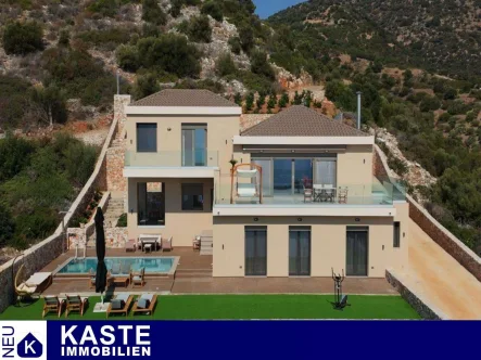 Titel - Haus kaufen in Agios Nikolaos - Moderne Villa auf Kreta: Ein Panoramablick über Agios Nikolaos und die Mirabello-Bucht erwartet Sie!