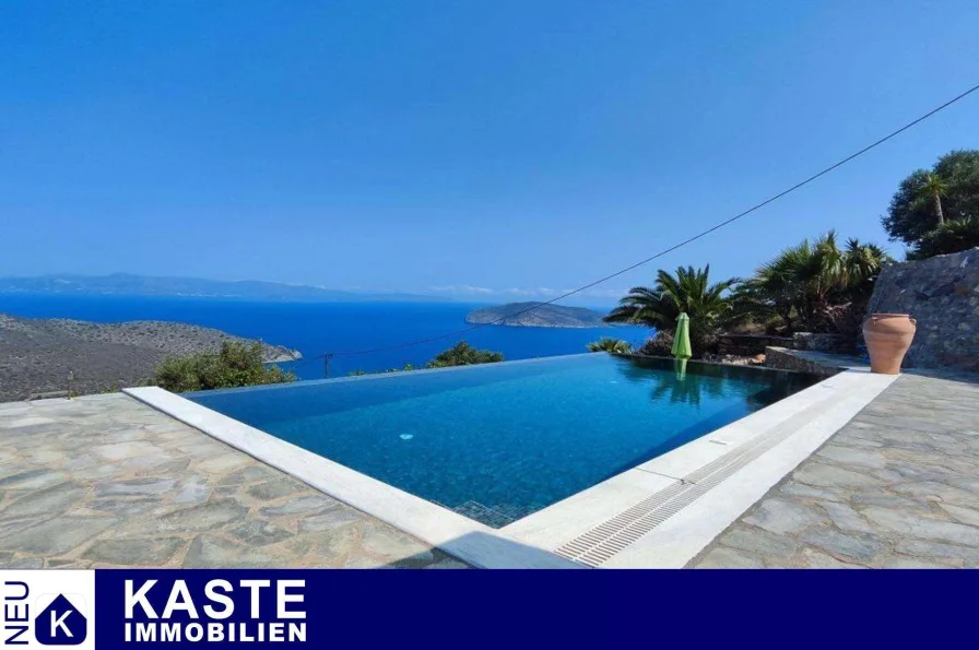 Titel - Haus kaufen in Tholos - Kreta | Villa mit Infinity-Pool mit atemberaubendem Meerblick. Vollständig möbliert.