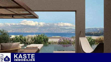 Titel - Haus kaufen in Ammoudara - Luxuriöse Villa mit vier Schlafzimmern und Pool, nur ein paar Schritte vom Strand entfernt.