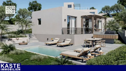 Titel - Haus kaufen in Klima - Mediterranes Wohnen mit Panoramablick – moderne Traumvilla mit Pool auf Kreta