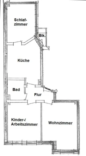 Grundriss - Wohnung kaufen in Hannover (Südstadt) - Helle 3-Zimmer-Altbauwohnung mit guter Aufteilung, Balkon & Potential in beliebter Lage