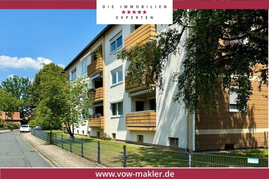 Außenansicht - Wohnung kaufen in Braunschweig / Schapen - Renovierungsbedürftige Drei-Zimmer-Wohnung mit Balkon in attraktiver Lage in Schapen