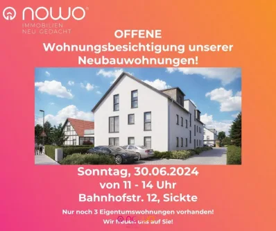 Einladung zur offenen Besichtigung - Wohnung kaufen in Sickte - Wolfenbüttel Sickte: Rollstuhlgerechte Wohnung mit großem Gartenanteil! Einkaufen um die Ecke.