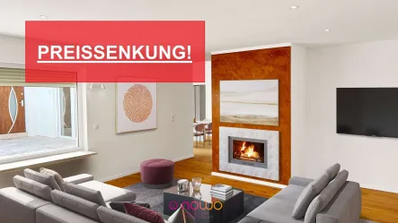 Wohnzimmer - Wohnung kaufen in Wolfenbüttel - Preissenkung! Modernes Penthouse mit privat Aufzug, Sauna und großzügiger Dachterrasse